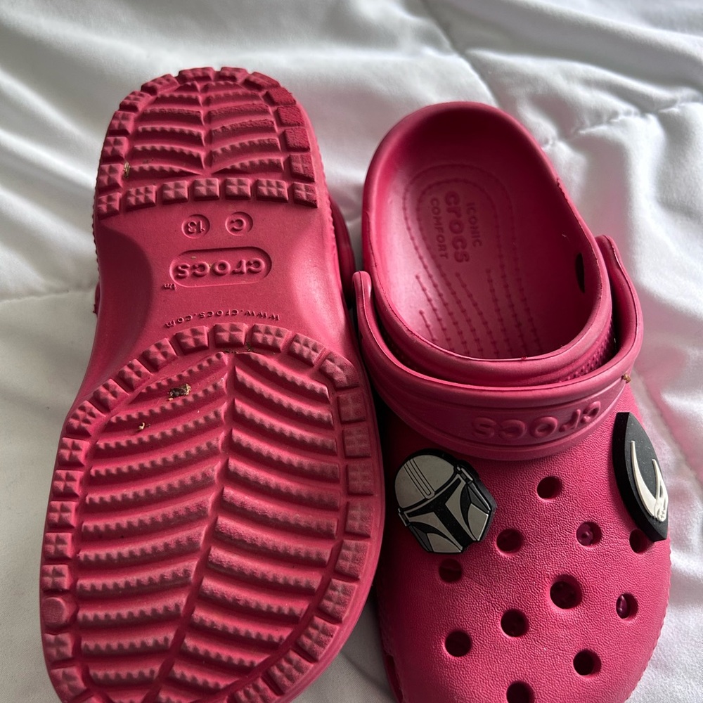CROCS Kids Red Sandals with Character Charms - Picture 2 of 2